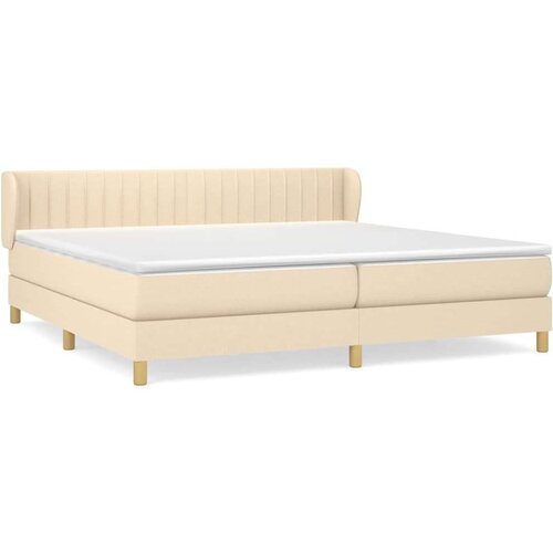  Krevet s oprugama i madracem krem 200 x 200 cm od tkanine Slike