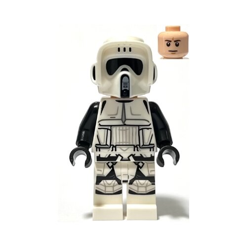 Lego Star Wars sw1265 Imperial Scout Trooper - Male, Dual Molded Helmet, Light Nougat Head, Dark Brown Eyebrows, Frown Slike
