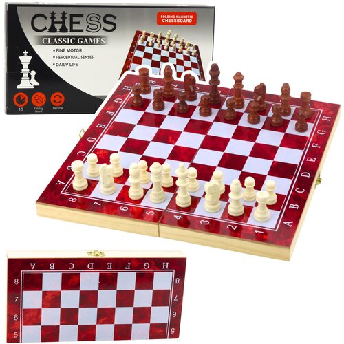  3-in-1 Wooden Game Set Chess Backgammon Checkers Foldable Board 24x24cm Slike