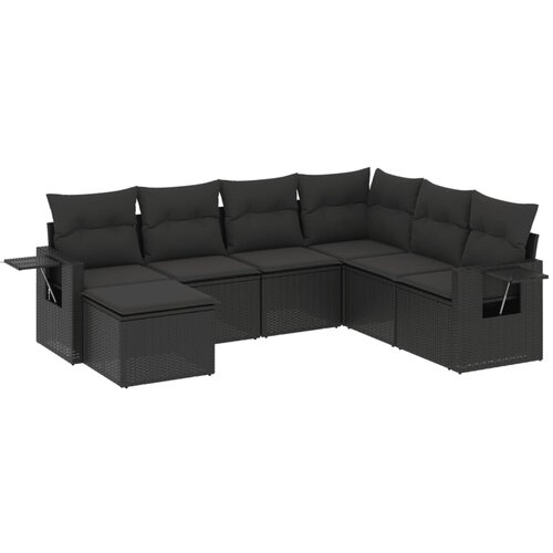 Maison Chic Seti vrtnega pohištva - Vrtna garnitura - Vrtni pohištvo set 7-delna z blazinami črn poli ratan, (21802004) Cene