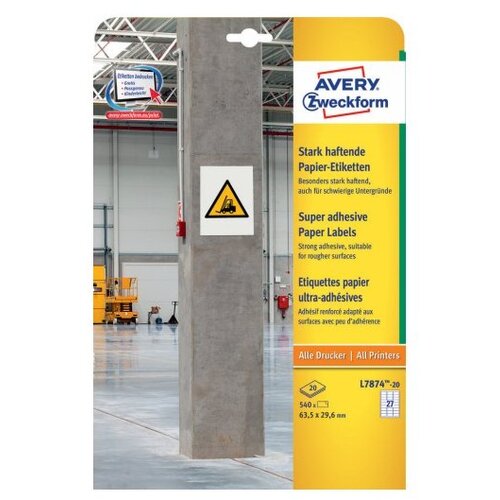 Avery Zweckform Papirne etikete s super močnim lepilom, 63,5 x 29,6 mm Cene