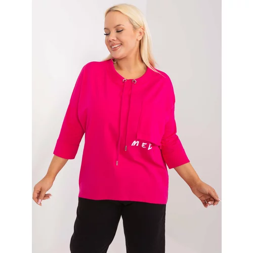 Fashion Hunters Fuchsia casual plus size blouse with lettering