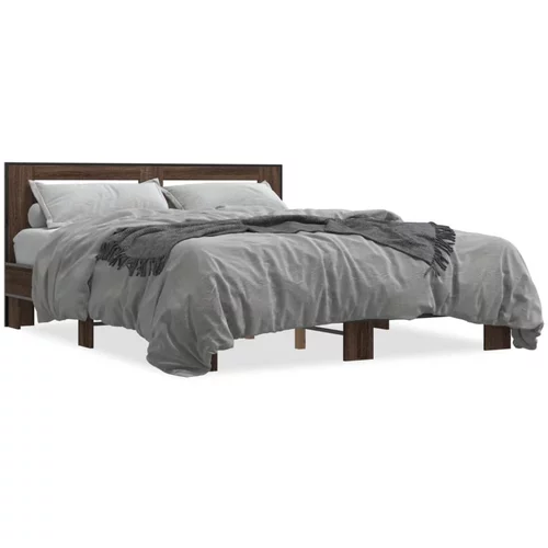 Okvir za krevet smeđi hrast 150x200cm konstruirano drvo i metal