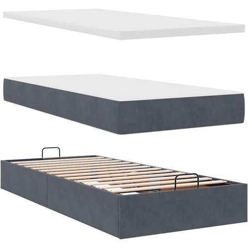VidaXL otomanski okvir kreveta s madraca tamnosivi 90x200cm bar&amp;scaron;unasti Slike