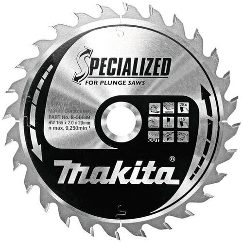 Makita TCT žagin list, 165x20mmx28T, za les, SP600D B-56699 Slike