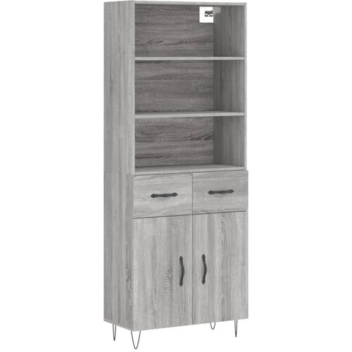 vidaXL Visoka komoda siva sonoma 69,5x34x180 cm inženirski les, (20807743) Cene