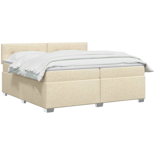  Krevet s box springom, madracem i LED-om Krem 200 x 200 cm Slike