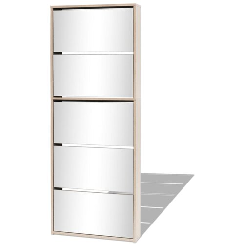 Maison Chic Omarica za obutev - Kopa za čevlje 5-nadstropna z ogledali hrast 63x17x169,5 cm, (21778339) Slike