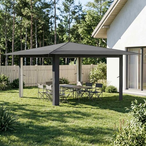 Gazebo bez bočnih strana 4 x 4 m Svjetlosiva i antracit - Svjetlosiva i antracit Bez bočnog zida Cijene