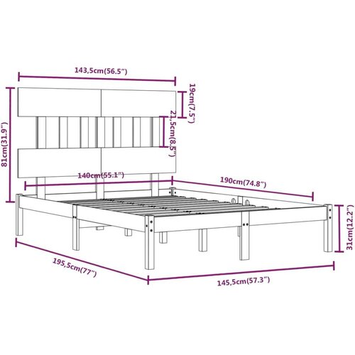  Okvir za krevet od masivne borovine bijeli 140 x 190 cm Slike