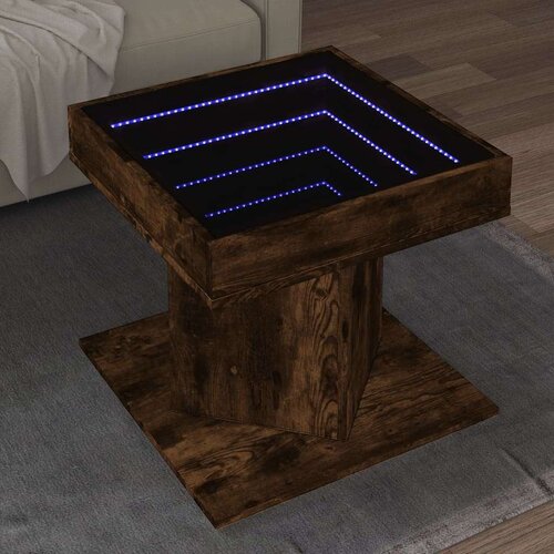 Stolić za kavu LED boja hrasta 50x50x45 cm konstruirano drvo Cijene