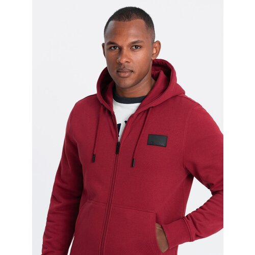 Ombre Unzipped men's sweatshirt with hood and patch - red Cene