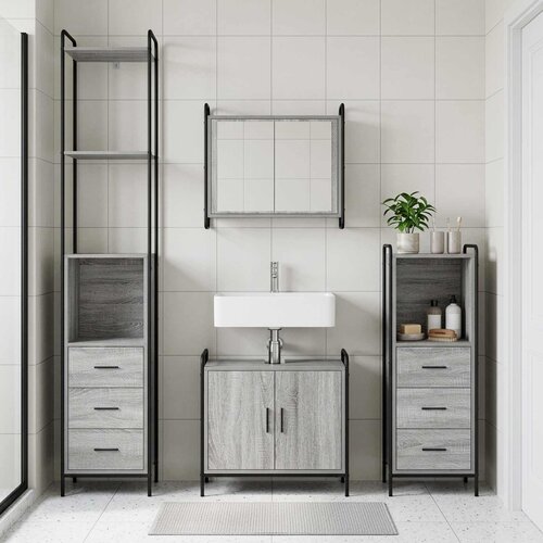  Set ormarića za kupaonicu 3 kom. Siva Sonoma 40 x 36 x 200,5 cm Cijene