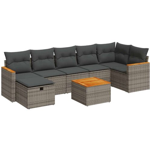  8-dijelni set vrtnih sofa od poliratana s jastucima sivi Slike
