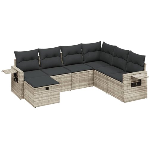 Maison Chic Seti vrtnega pohištva - Vrtna garnitura - Vrtni pohištvo set 7-delna z blazinami siv poli ratan, (21803062) Cene
