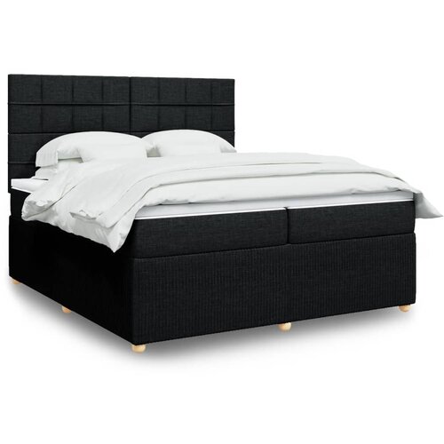 vidaXL Box spring postelja z vzmetnico črn 200x200 cm blago Cene
