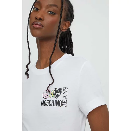 MOSCHINO JEANS Pamučna majica za žene, boja: bijela