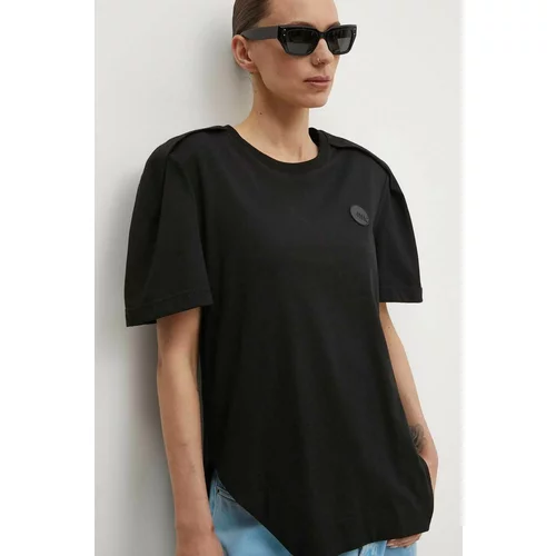 MMC Studio Bombažna kratka majica ženska, črna barva, PIN.TSHIRT