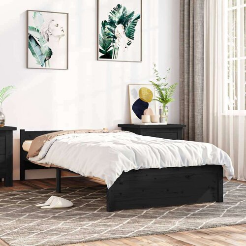  Posteljni okvir črn iz trdnega lesa 90x200 cm, (20646188) Slike