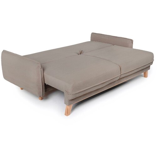 Bonami Selection Sivorjava raztegljiva/s prostorom za shranjevanje sedežna garnitura iz rebrastega žameta 218 cm Tori &amp;ndash; Slike