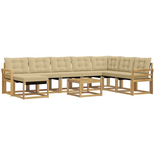 vidaXL Zunanja garnitura za sedenje z blazino 9 pcs Bela in bež, (5000282287) Cene