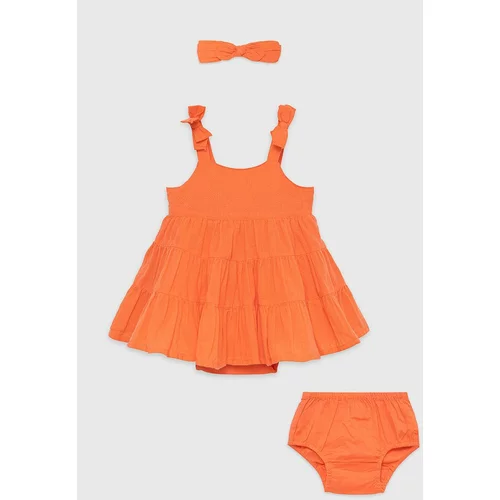 GAP Dječja haljina boja: narančasta, mini, širi se prema dolje
