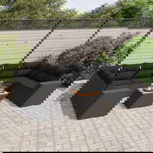 vidaXL 10-dijelni set vrtnih sofa s jastucima crni od poliratana Cijene
