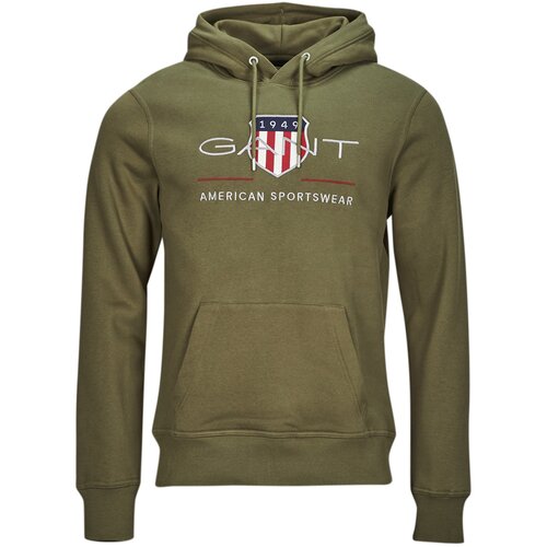 Gant Puloverji REG ARCHIVE SHIELD HOODIE Kaki Slike