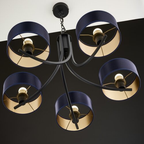 Jupiter 2101 - Luster na lancu ARTHUR 5xE27/15W/230V plave/crne boje Slike