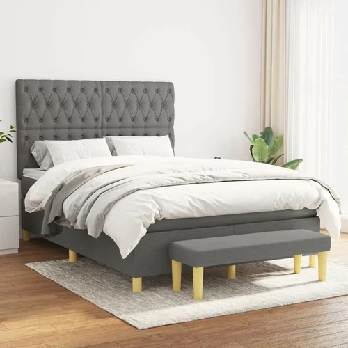  Box spring posteljni z vzmetnico temno siv 140x190 cm blago, (20738275)