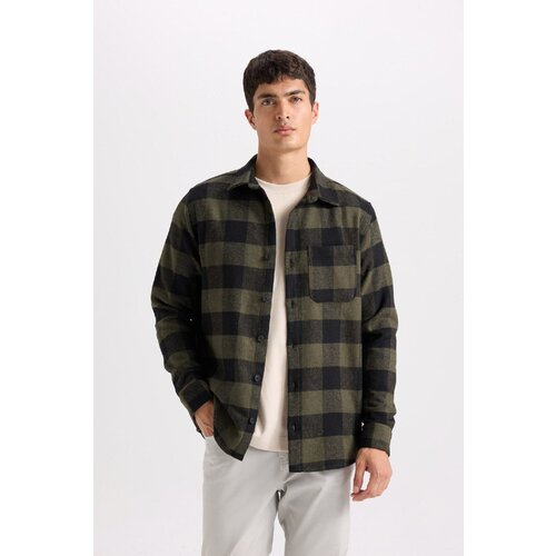 Defacto Regular Fit Polo Collar Plaid Flannel Long Sleeve Long Sleeve Shirt Slike