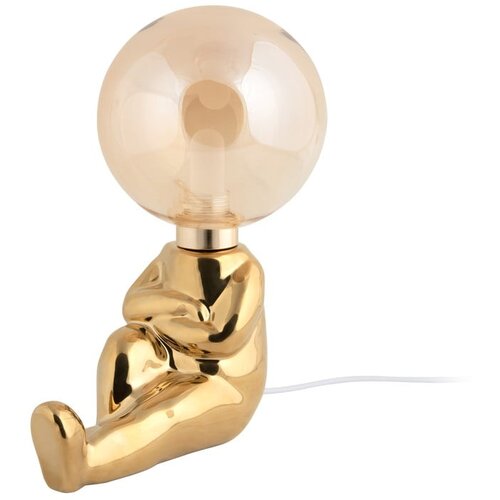 Leitmotiv LED zatemnitvena namizna svetilka v zlati barvi s steklenim senčilom (višina 22,5 cm) Joey – Cene