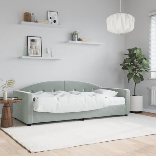 VidaXL Dnevna postelja z vzmetnico svetlo siva 80x200 cm žamet Slike