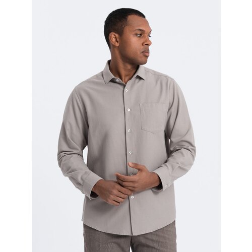 Ombre Men&amp;#039;s REGULAR FIT shirt with pocket - gray Slike