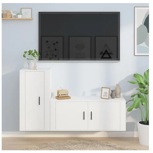  Komplet TV omaric 2-delni bel inženirski les