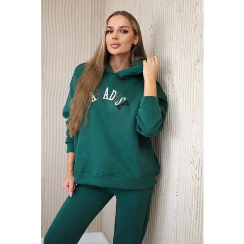 Kesi Cotton set with embroidered Paradise green inscription Cene
