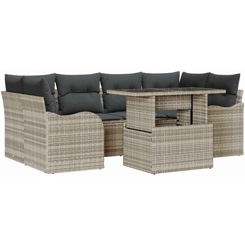 vidaXL Vrtna sedežna garnitura 7 pcs Svetlo siva 100 x 55 x 73 cm, (5000021609) Cene