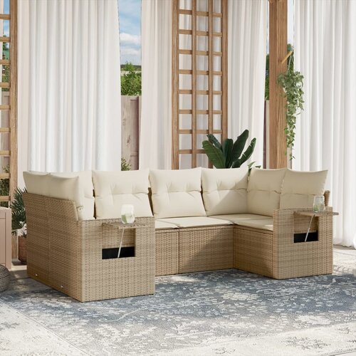 vidaXL 6-dijelni set vrtnih sofa s jastucima bež od poliratana Cijene