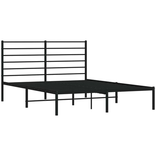 vidaXL Kovinski posteljni okvir z vzglavjem črn 150x200 cm Cene