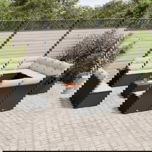 vidaXL 12-dijelni set vrtnih sofa od poliratana s jastucima crni Cijene