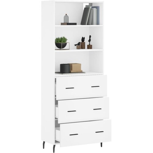  Visoka komoda bijela 69,5x34x180 cm konstruirano drvo Slike