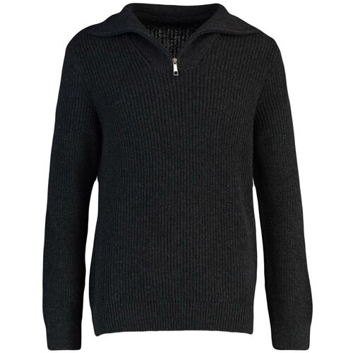 Trendyol Anthracite Men Regular Fit Zippered Turtleneck Knitwear Sweater Cene