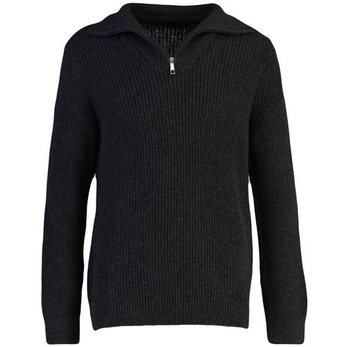 Trendyol Anthracite Men Regular Fit Zippered Turtleneck Knitwear Sweater Slike