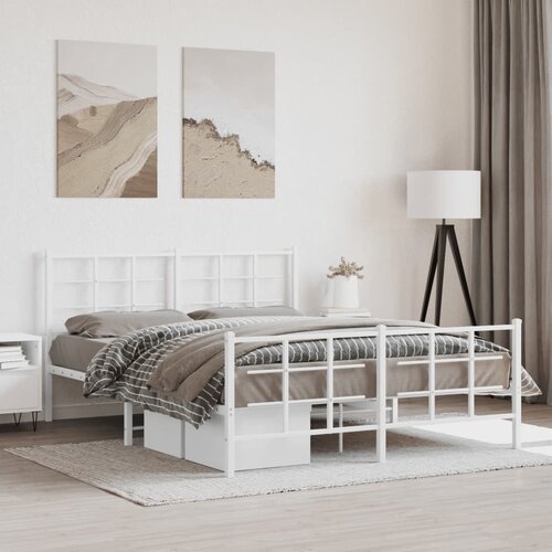 Furnova Kovinski posteljni okvir z vzglavjem in vznožjem bel 150x200 cm, (21935232) Slike