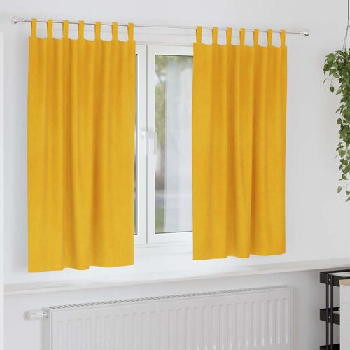  Zastore za zatamnjenje s petljama 2 kom Mustard žuti bar&amp;scaron;un Slike