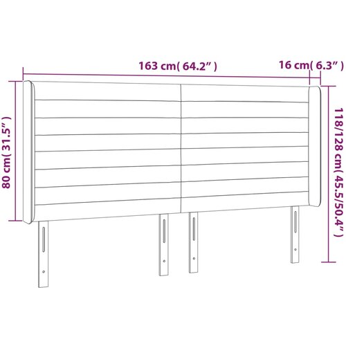  LED uzglavlje tamnosmeđe 163x16x118/128 cm od tkanine Slike