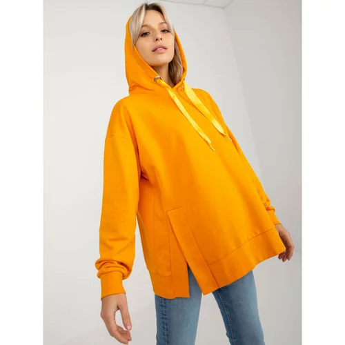 Fashion Hunters Dark yellow sweatshirt with a hood and slits
