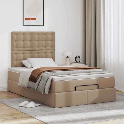 VidaXL Okvir kreveta s madracem cappuccina 120x200cm umjetna koža Slike