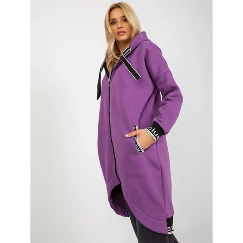 Fashion Hunters Women's purple long sweatshirt with drawstrings