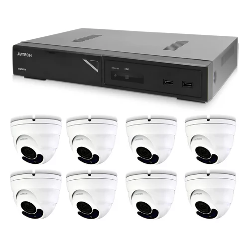 Avtech Komplet kamer 1x NVR AVH1109 in 8x 5MPX IP Dome kamera DGM5406ASE + 8x UTP kabel 1x RJ45 - 1x RJ45 Cat5e 15m!, (20653028)